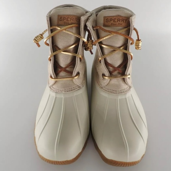 Sperry Shoes - NEW Sperry Duck Boot Ivory Metallic Gold 9